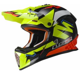 LS2 MX437 Fast Evo Crusher Motocross Helm Schwarz Matt/Neon XXS 51/52