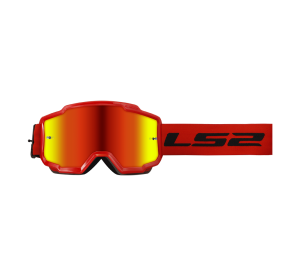 LS2 CHARGER GOGGLE RED WITH IRIDIUM VISOR