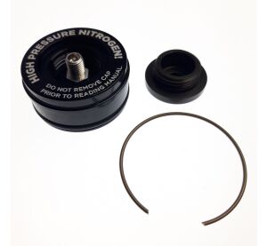 Reservoir End Cap Assembly:(1.834 Bora)Al6061, Black Ano II, Laser Etch Warning, Threaded