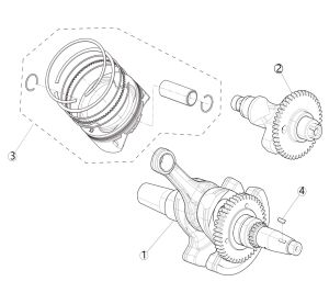CRANKSHAFT CONNECTING ROD AND PISTON.