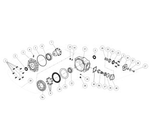 REAR AXLE ASSEMBLY(NO DIFFERENTIAL,NO ABS,FOUR BRAKE)