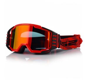 LS2 CHARGER PRO GOGGLE RED WITH IRIDIUM VISOR