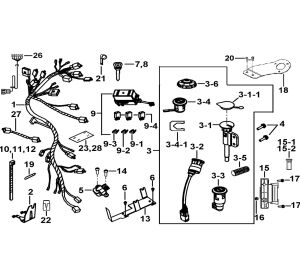 WIRING HARNESS、LOCK ASSY.