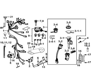 WIRING HARNESS、LOCK ASSY.
