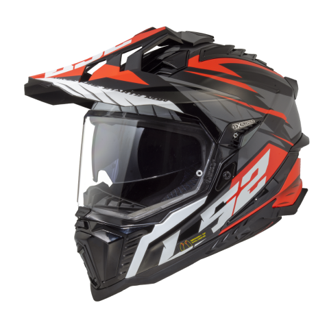 LS2 MX701 EXPLORER SPIRE BLACK TITANIUM RED-06 L