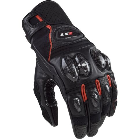 LS2 SPARK 2 LEATHER MAN GLOVES BLACK RED XXL