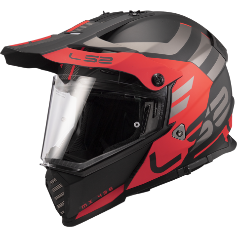 LS2 MX436 Pioneer EVO ADVENTURER Matt Black Red XS