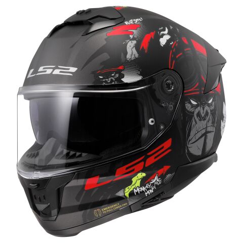 LS2 FF808 STREAM II ANGRY MONKEY M.BLACK RED-06 XXL