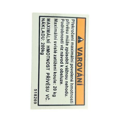 LABEL, TOW CAPACITY