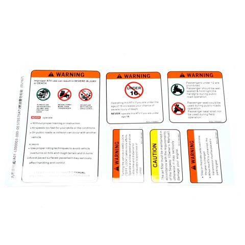 ATV WARNING LABEL EU167