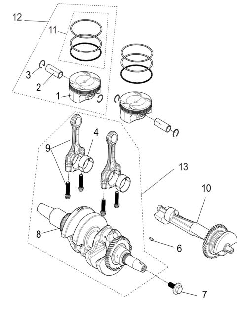 Crankshaft connection rod&piston assembly