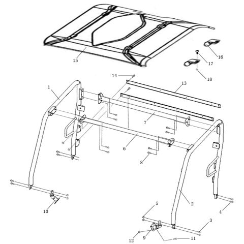 FRAME ROOF  (NEW FACE,  LONG BENCH SEAT)