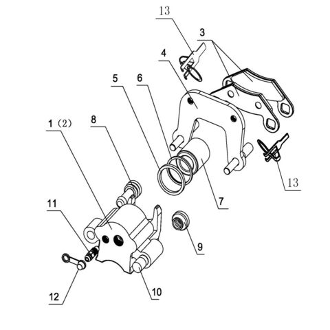 BRAKE CALIPER , FR  (WITHOUT REAR DIFFER AXL ASSY STYLE)