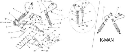 FRONT SUSPENSION ASSEMBLY (NARROW VEHICLE VERSION).