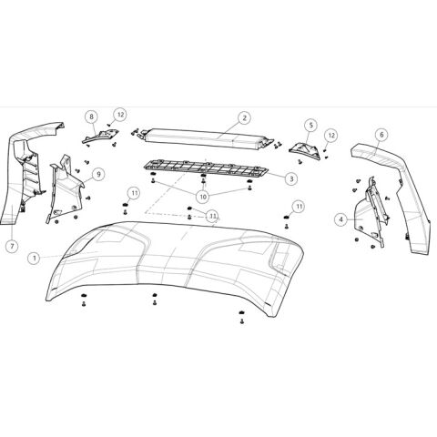 REAR UPPER RUBBER AND PLASTIC PARTS.