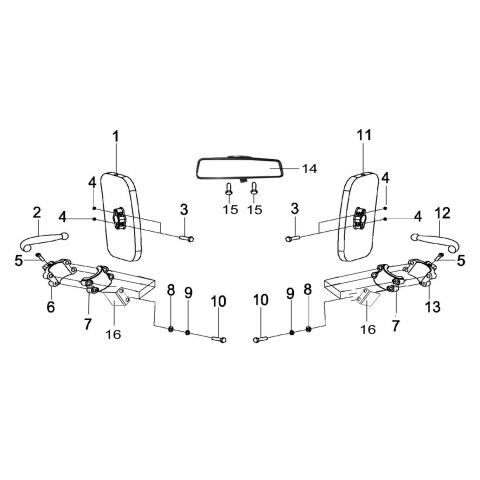 REAR VIEW MIRROR ASSY  (OLD FACE FOR DOUBLE SEATS AND LONG BENCH SEAT)