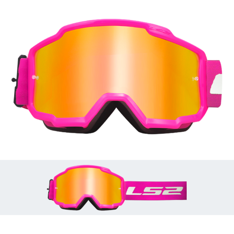LS2 CHARGER GOGGLE PINK WITH IRIDIUM VISOR