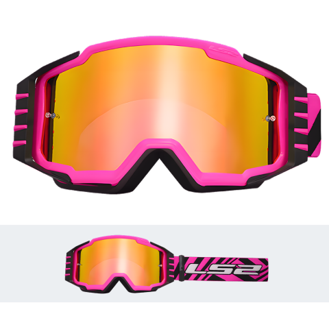 LS2 CHARGER PRO GOGGLE PINK WITH SILVER VISOR