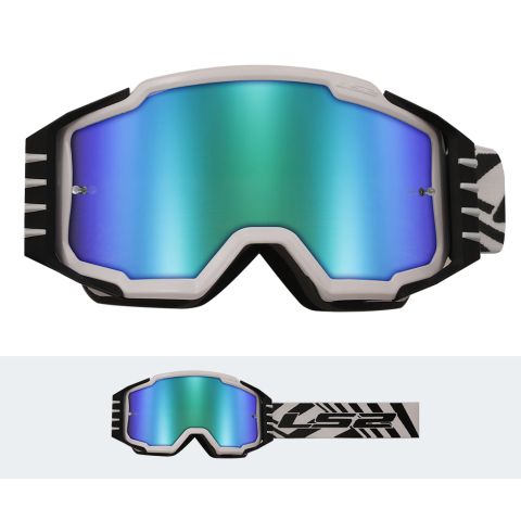 LS2 CHARGER PRO GOGGLE WHITE WITH IRIDIUM VISOR