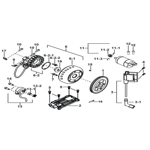 MOTOR STARTING、FLYWHEEL MAGNETO、ECU
