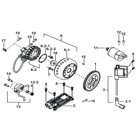 MOTOR STARTING、FLYWHEEL MAGNETO、ECU