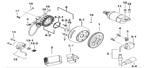 MOTOR STARTING、FLYWHEEL MAGNETO、C.D.I.