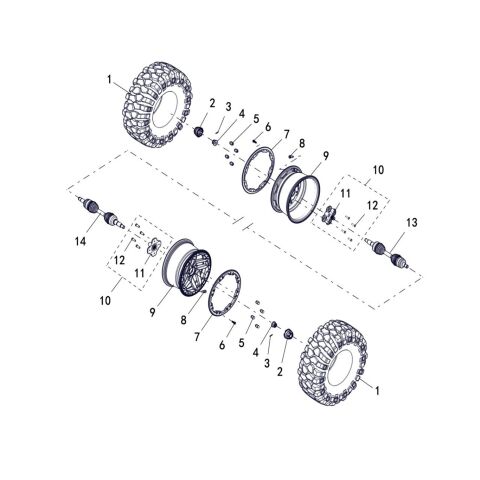 WHEEL REAR (RIM WITH LOCK RING, TIRE 26X11-14)