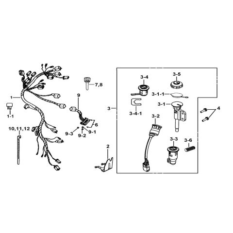 WIRING HARNESS、LOCK ASSY.