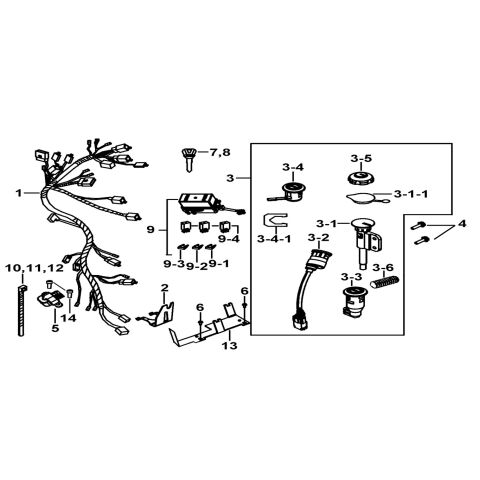 WIRING HARNESS、LOCK ASSY.