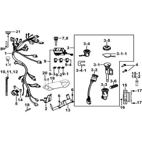 WIRING HARNESS、LOCK ASSY.