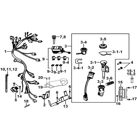 WIRING HARNESS、LOCK ASSY.
