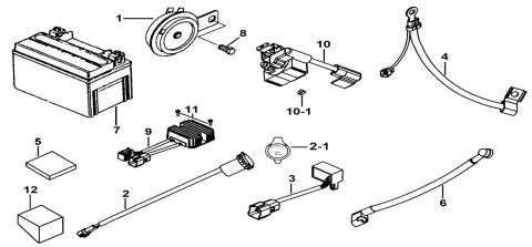 BATTERY, HORN, RELAY, RECTIFIER