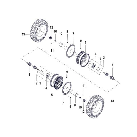 WHEEL FRONT (RIM WITH LOCK RING, TIRE 26X9-14)
