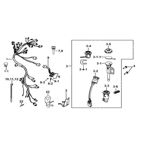 WIRING HARNESS、LOCK ASSY.
