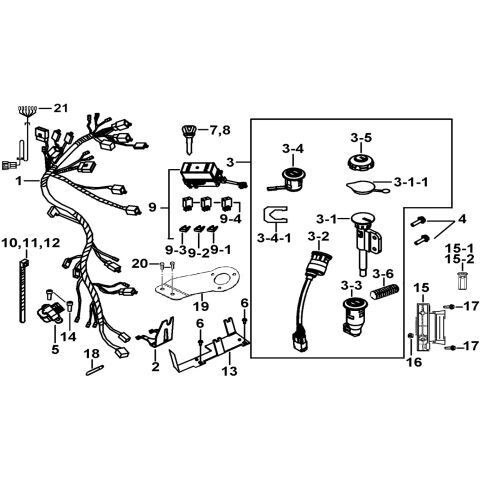 WIRING HARNESS、LOCK ASSY.