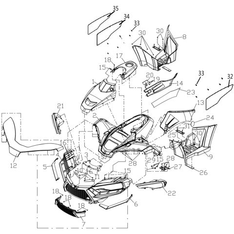 FRONT BODY (ATV550 PROMAX, HOMOLOGATED T3 FRONT LIGHTS)