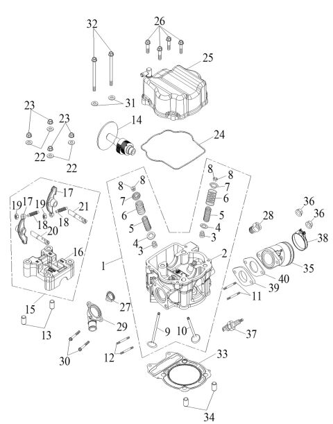 CYLINDER HEAD COVER, CYLINDER HEAD (Sport and Utility model for EEC Version)