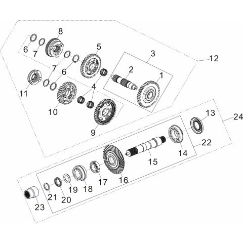SECONDARY SHAFT AND DRIVEN BEVEL GEAR ASSEMBLY